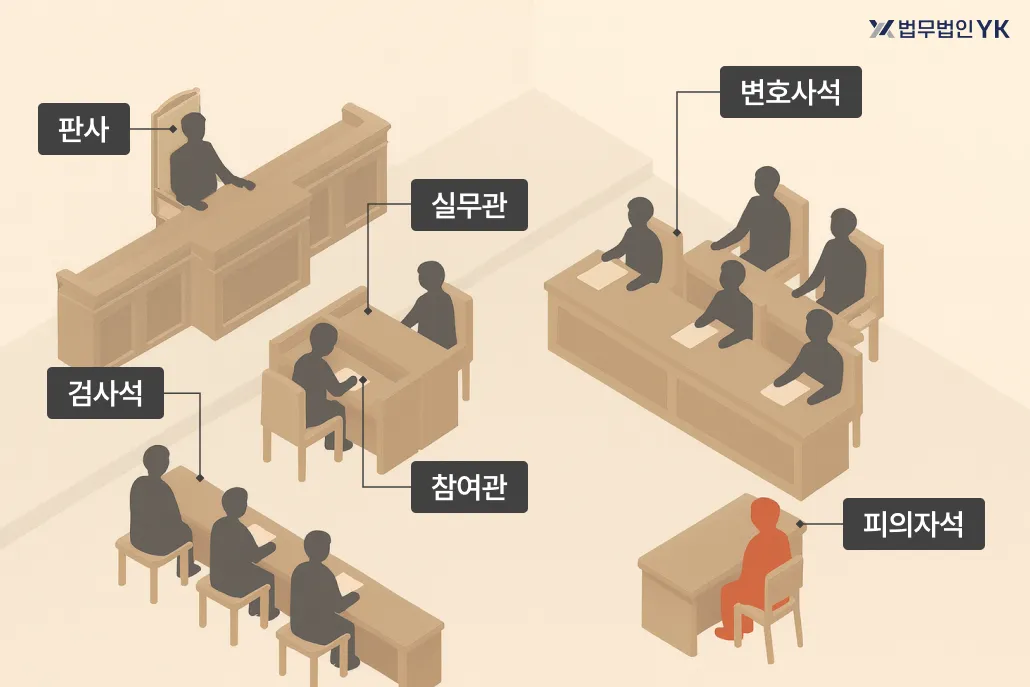 구속영장실질심사 법정 배치도 이미지